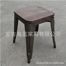 供应LOFT欧式乡村风格复古凳子铁艺仿锈做旧休闲铁皮方凳