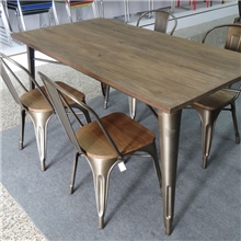 供应美式咖啡桌复古钢木餐桌酒店餐桌户外咖啡桌批发