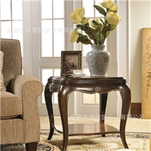 【奢华高端】富乐居美式新古典风格实木边几END桌不含饰品
