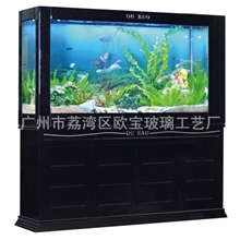 欧宝黑金沙三面玻璃屏风|欧宝鱼缸定制批发水族箱定制批发