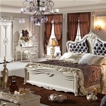 法式实木床1.8米白色床双人床雕花床佛山实木套房家具批发
