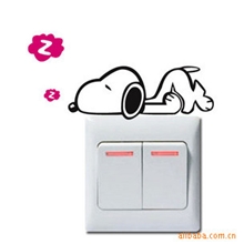 PVC墙贴墙纸壁纸批发双色开关贴史努比编G5008