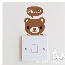 PVC墙贴墙纸壁纸批发开关贴hello小熊编G5125