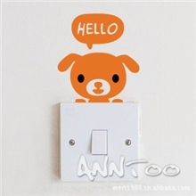 PVC墙贴墙纸壁纸批发开关贴hello小狗编G5128