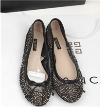 2013款西班牙蝴蝶结水钻鞋大码单鞋蕾丝圆头平底女鞋跳舞鞋