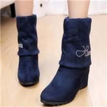 2013秋季新款弹力绒靴子坡跟内增高女靴舒适多穿中靴瘦腿弹力靴