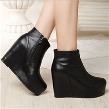 明星款新品2013秋冬新款女靴子坡跟厚底防水台内增高女鞋批发