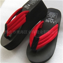 正品AMII松羔底人字拖鞋莱卡布带拖鞋橡胶底中高跟多色拖