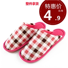 aslipper时尚格子男女情侣款棉拖鞋秋冬季保暖拖鞋居家居厚底棉鞋
