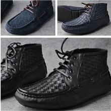 2013新款潮流时尚男鞋编织风格英伦休闲系带男鞋真皮高帮鞋批发