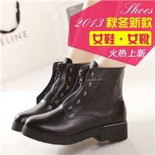 13新款真皮女靴欧美时尚前拉链短靴马丁靴牛皮女靴批发舒适绒里