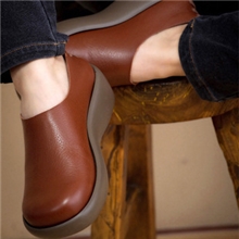 2013手工真皮女鞋布调斯琴真皮头层牛皮手工厚底鞋单鞋休闲鞋女