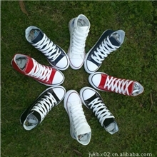 【批发供应】时尚高/中帮纯色绑带中性情侣帆布鞋胶底硫化帆布鞋