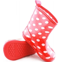 厂家特供PVC儿童时尚圆点中童雨鞋雨靴（一件代发）
