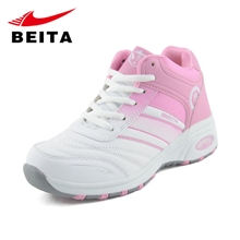 贝踏秋冬保暖棉鞋运动鞋女款585正品内增高厚底运动中帮休闲鞋