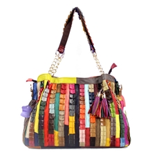 韩版2013人气爆款碎羊皮拼接单肩斜挎层次纹包真皮女包新