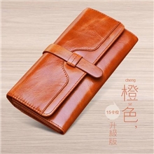 复古油蜡牛皮钱夹钱包女长款真皮钱包钱夹大容量女式钱包