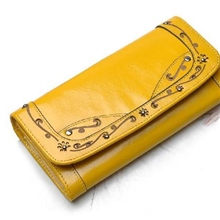 油蜡牛皮雕花女包多功能长款女士钱包女式皮夹子真皮钱夹
