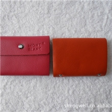 厂家特惠供应促销皮具礼品真皮包盖式卡包26卡位加LOGO