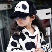 韩国帽子新款帽子批发秋冬季儿童帽子亲子毛绒熊猫棒球帽