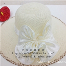 帽子批发韩版夏女帽子花朵草帽太阳帽沙滩帽遮阳防晒帽大沿帽