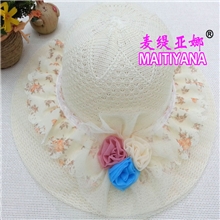 帽子麦缇亚娜韩版夏帽女花朵针织帽子沙滩帽太阳帽遮阳防晒帽