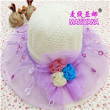 帽子麦缇亚娜夏帽韩版女花朵针织帽子沙滩帽太阳帽遮阳防晒帽