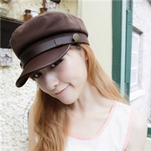 韩国版新款针织帽子皮沿时装帽海军帽平顶帽子批发东郭DG0053