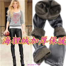 2013新款韩版女裤加厚加绒大码踩脚连裤袜子九分打底裤拉绒裤