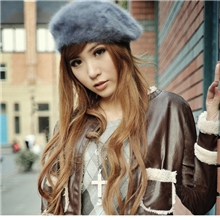 2013新款秋冬韩国兔毛贝雷帽纯色画家帽公主蓓蕾帽子批发027