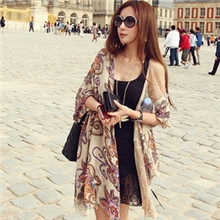 呛口小辣椒丝巾复古图腾围巾民族风女披肩斜纹沙滩巾批发W56