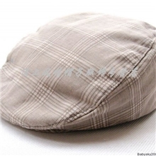 外贸原单儿童贝雷帽米色格子男童超酷欧美大牌童帽批发