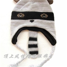 外贸原单新款儿童毛线帽冬帽卡通帽耳朵护耳帽针织帽