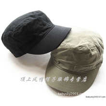 特批外贸原单平顶帽军帽双层军绿黑成人帽子批发
