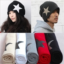 爆款韩国男女星星帽五角星帽宽松非主流套头帽帽针织帽毛线帽子