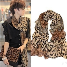 2013雪纺豹纹围巾超长豹纹拼接围巾圆点雪纺丝巾女围巾批发R07