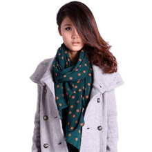 新款绒雪纺丝巾长巾绒雪纺围巾圆点围巾印花图丝巾粉色丝巾R22