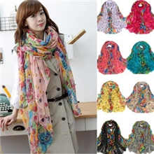 F3001韩国百搭田园碎花秋冬长围巾百花争艳沙滩巾夏季丝巾披肩女