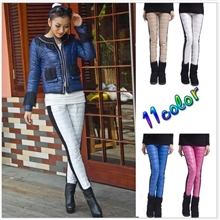 厂家批发加厚加绒羽绒裤糖果色打底裤显瘦靴裤女士保暖裤