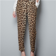 批发秋季新款ZAR同款欧美休闲裤宽松显瘦哈伦裤豹纹裤子休闲裤女