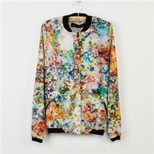 批发zar新款欧美印花飞行经典薄款夹克碎花外套