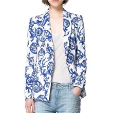 批发2013欧美ZAR同款陶瓷印花休闲西装外套一粒扣小西服