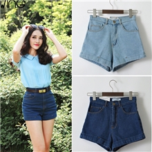 批发杨姗姗同款AA欧美高腰复古牛仔卷边短裤潮裤热裤