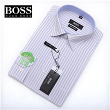 批发2013秋款正品BOSS衬衫男士商务男装条纹长袖棉质衬衣免烫衬衫