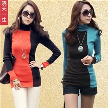 2013秋装新款韩版女装加绒高领打底衫长袖t恤厂家外贸女装批发加