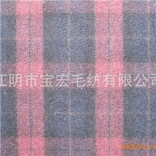 专业提供60W/40P粗纺格子花式羊毛面料个性面料规格齐全