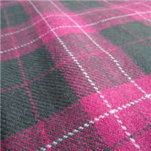 紫红色花格羊毛呢，服装面料，秋冬面料