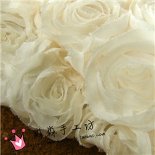 厂家直销布料裸杏色纯色立体花玫瑰盘花礼服婚纱网纱蕾丝面料