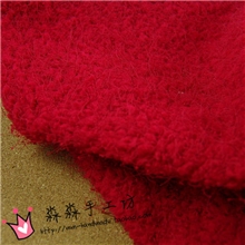 服装出口布料大红色喜庆烟花绒毛毛呢绒料冬季大衣外套童装面料