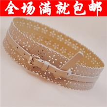 夏装唯美欧美风韩版宽腰带女花形连衣裙镂空腰封女宽皮带腰带